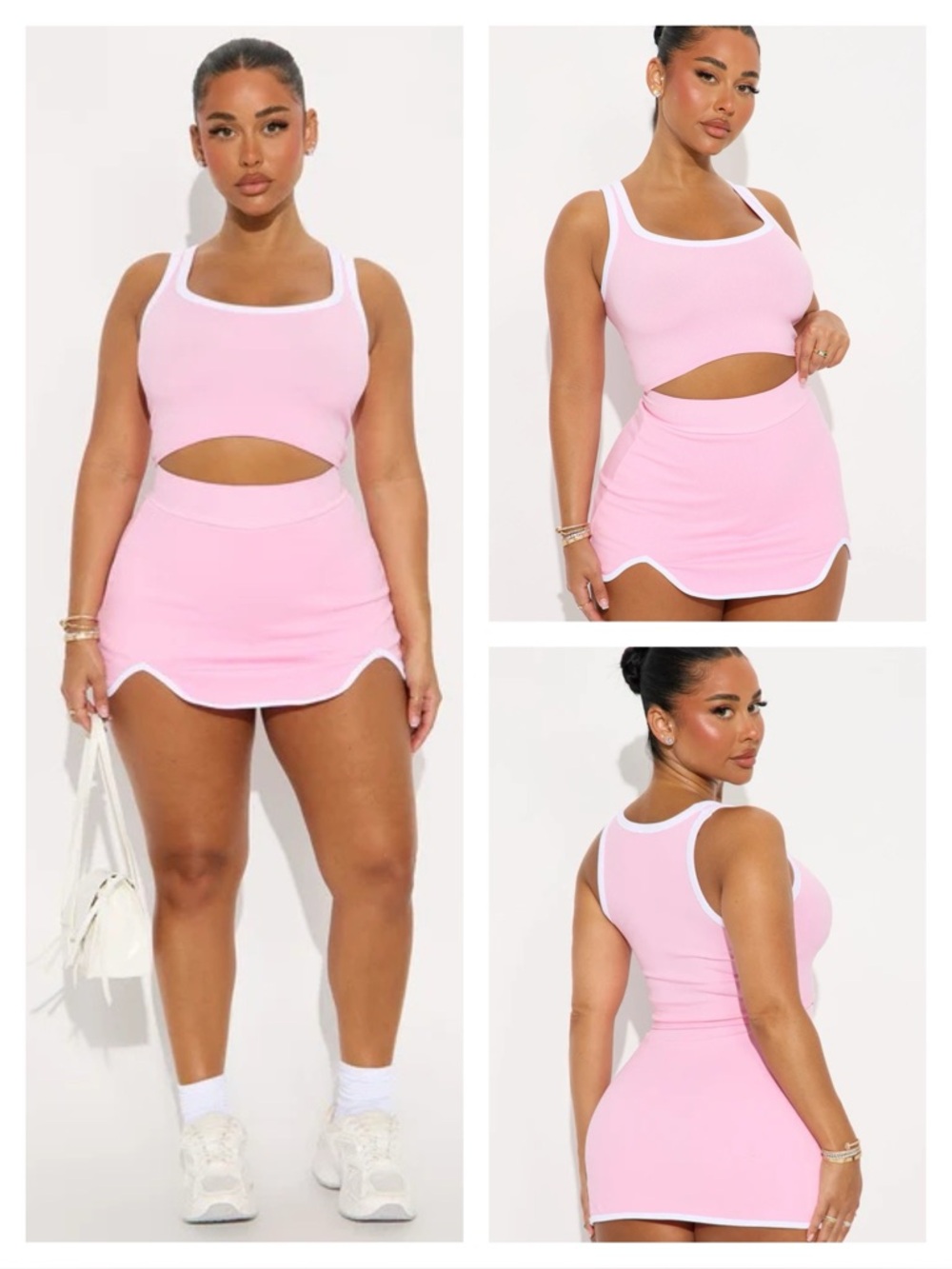 Fashion Nova Leila Seamless Skort 2 Piece Set Pink Size Med/Large New with tags
